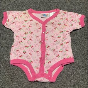 Pink Cherry and Flower Baby Girl Onesie